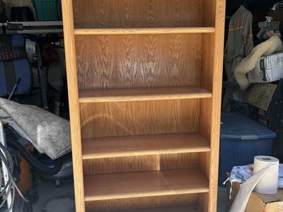 Solid Wood 5-Shelf Bookcase - Light Oak Finish, Versatile Storage Unit