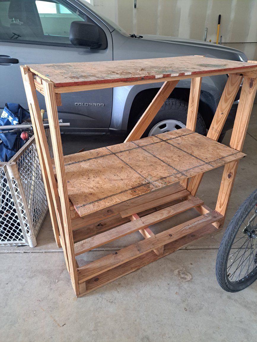 Wood garage shelf