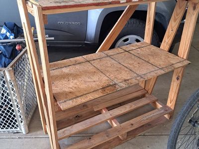 Wood garage shelf