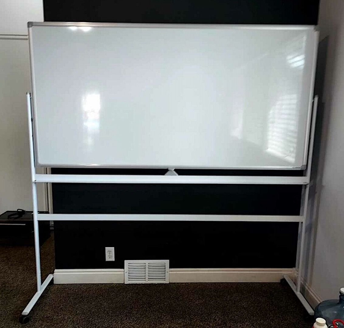 Large 70” x 36” Rolling Magnetic Double-Sided Dry Erase Whiteboard