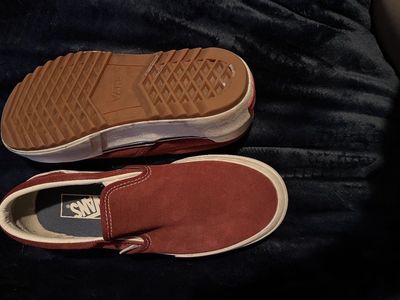 Vans Off The Wall Maroon Suede Slip-On Shoes Men's US 7 / Women's High US 8.5 Waffle Sole