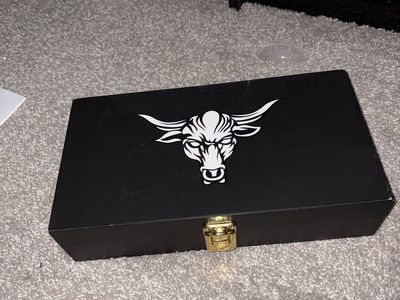 Black Bull Logo Storage Box with Gold Latch