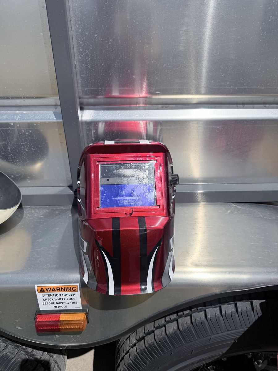 Red welding hood