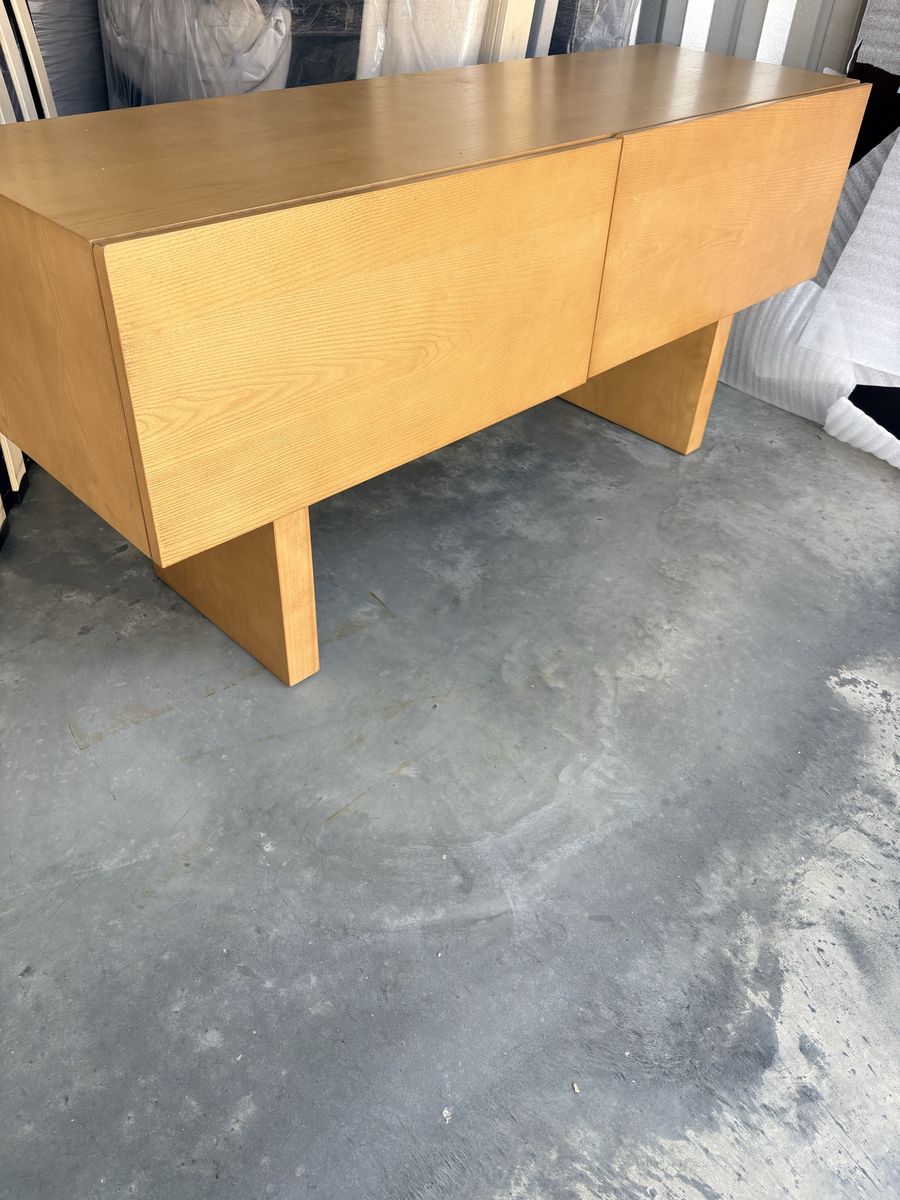 Oak Totem Credenza / Media Console with Drop-Down Doors