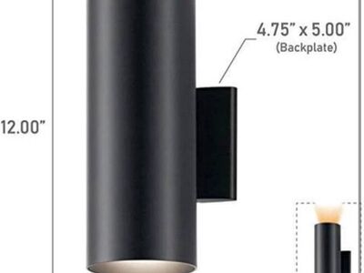 Kichler 9244BK 12” Two-Light Wall Cylinder –