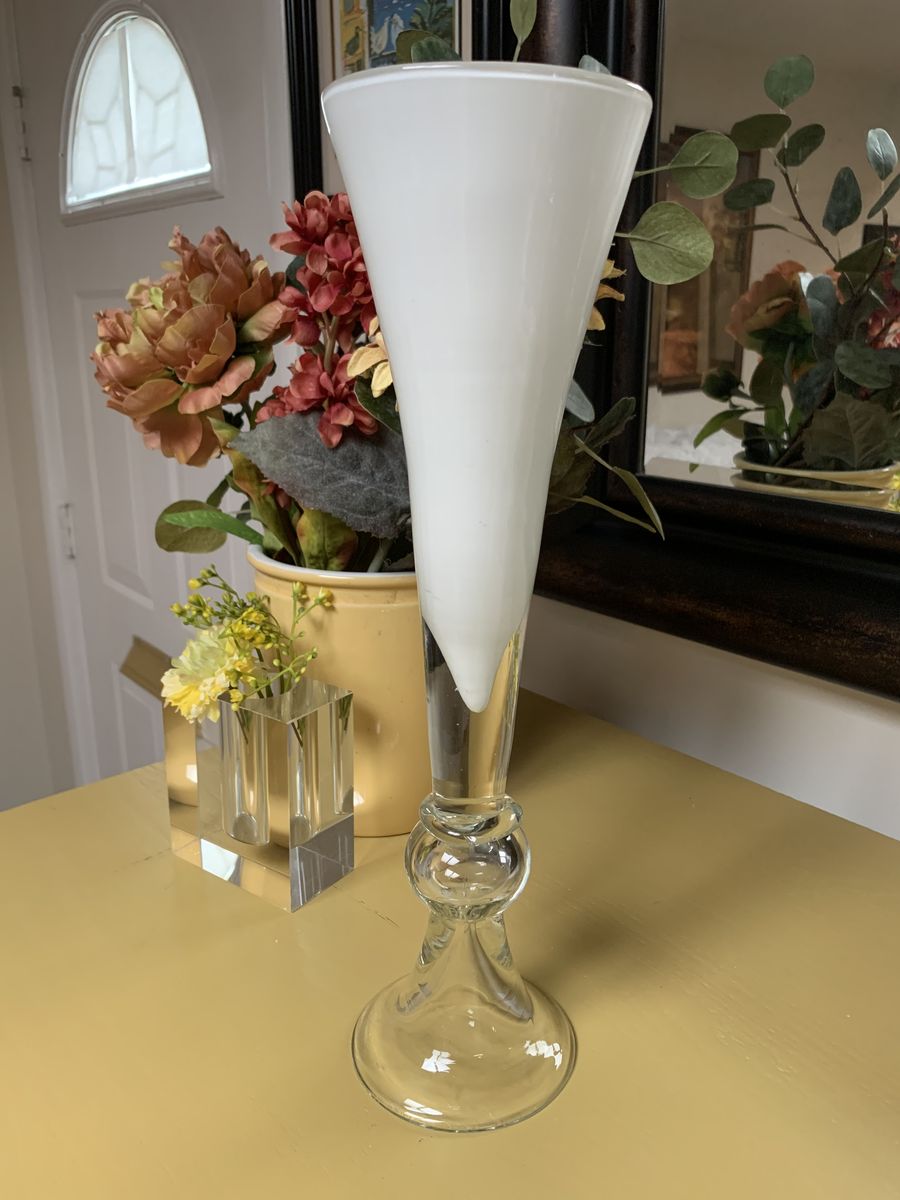 Glass and White Reversible Trumpet Vase