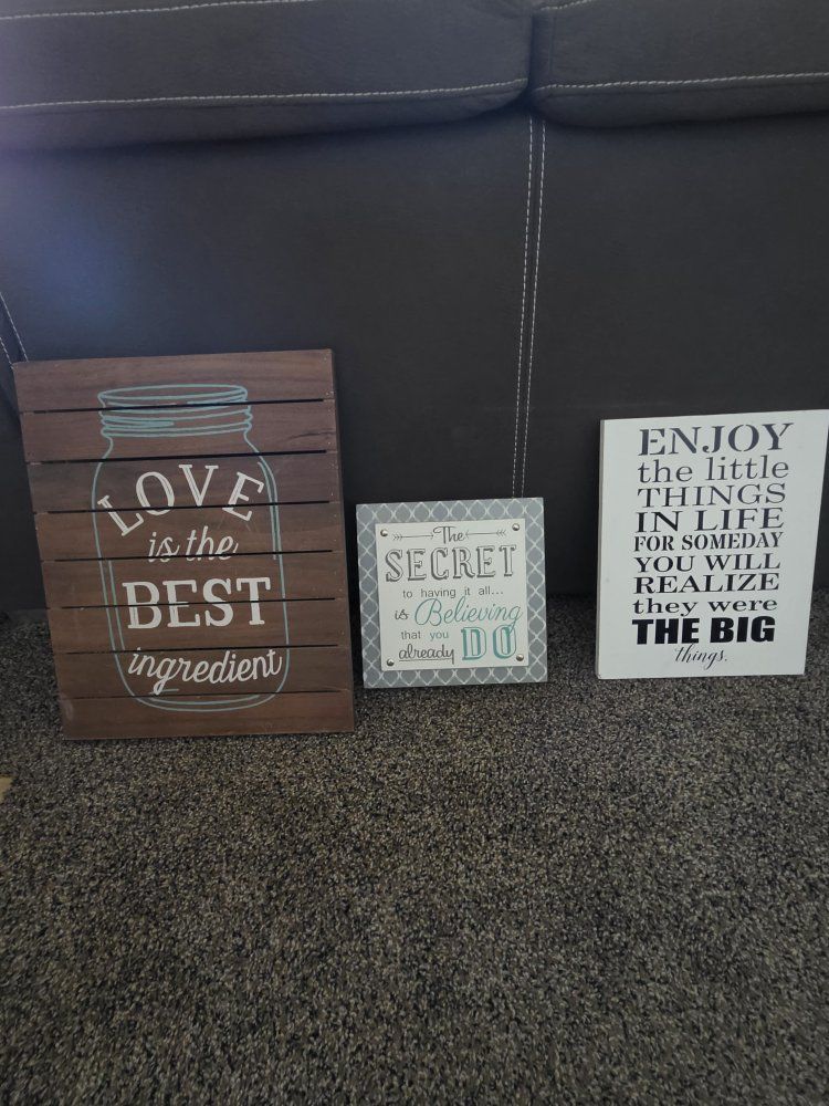 Set of 3 Inspirational Decorative Quote Signs Home Wall Decor