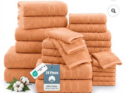 Casa Platino 100% Ring-Spun Cotton Towels Bathroom Sets Of 24 – 2 Bath Sheets, 2 Gym, 2 Bath, 4 Fingertip, 6 Hand, 8 Washcloths,