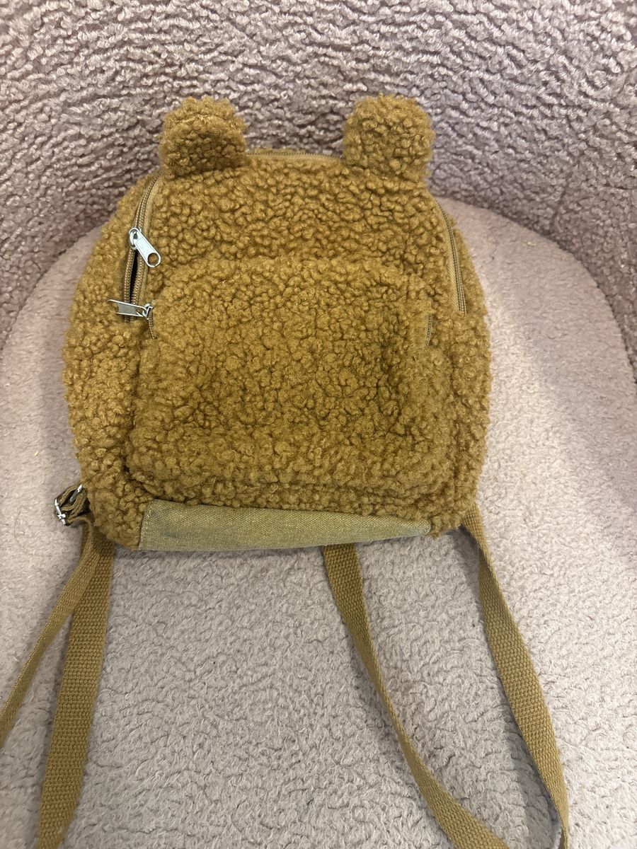 Brown Fuzzy Sherpa Bear Mini Backpack