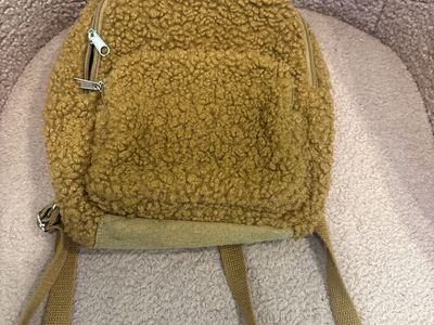 Brown Fuzzy Sherpa Bear Mini Backpack