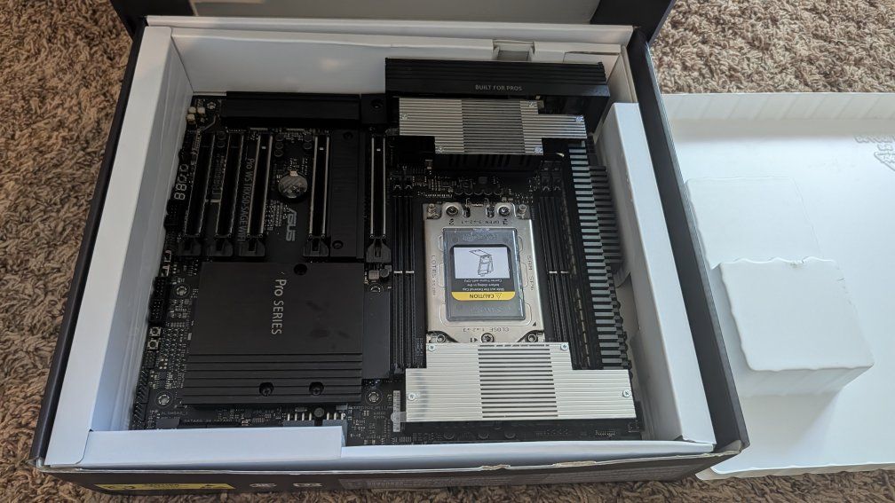 AMD Ryzen Threadripper 7970X CPU, ASUS Pro WS TRX50-SAGE WIFI Motherboard & 64gb (4x16) 4800mhz RAM