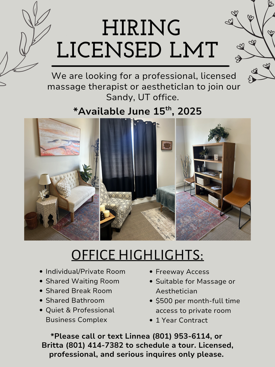 Massage Therapist/Aesthetician Office for Rent