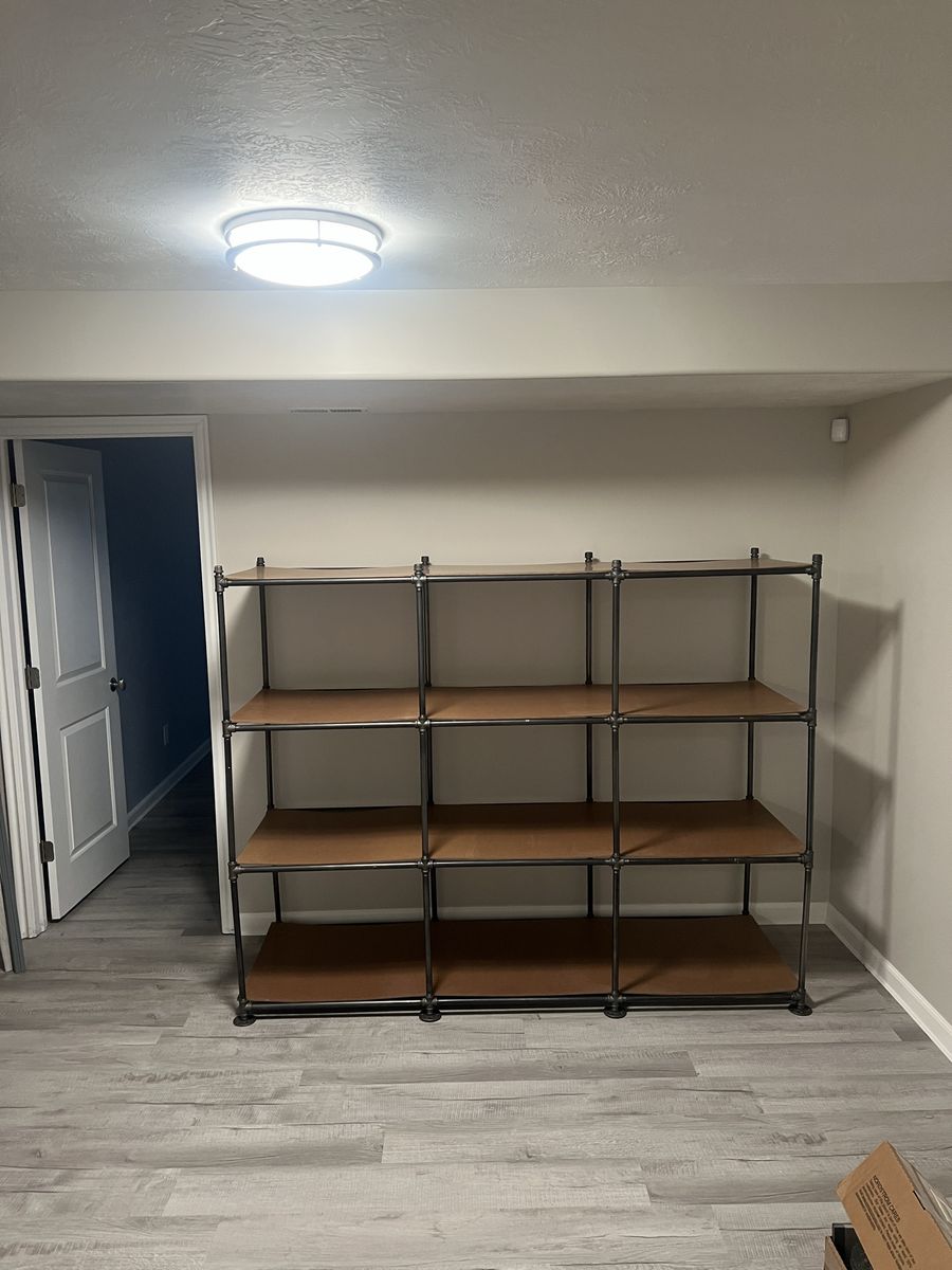 Industrial Pipe 4-Tier Heavy-Duty Shelving Unit - Black Metal Frame