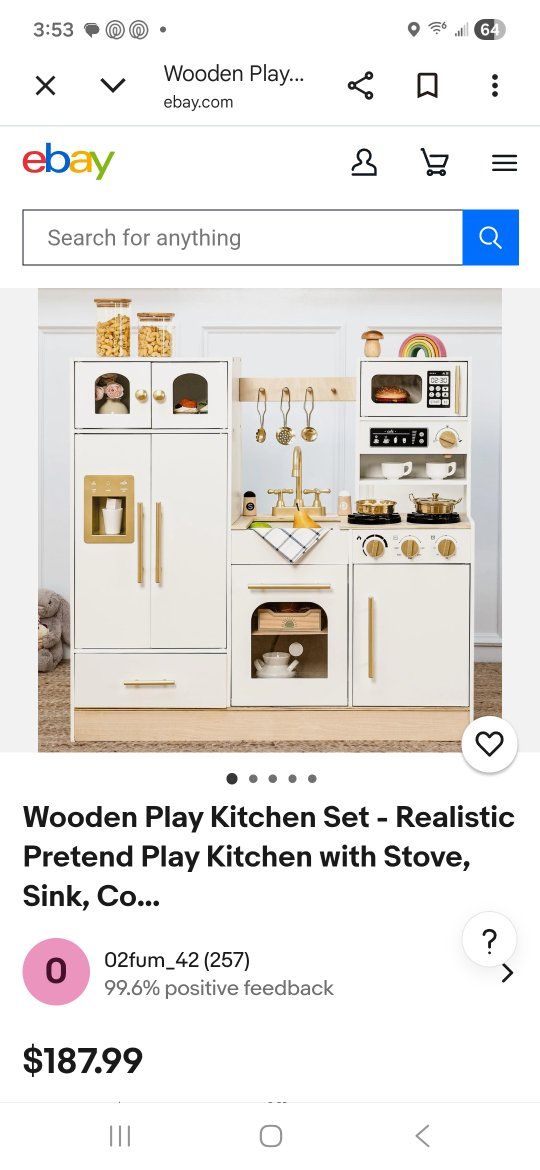 Wood play fridge kitchen
