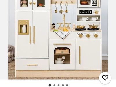 Wood play fridge kitchen