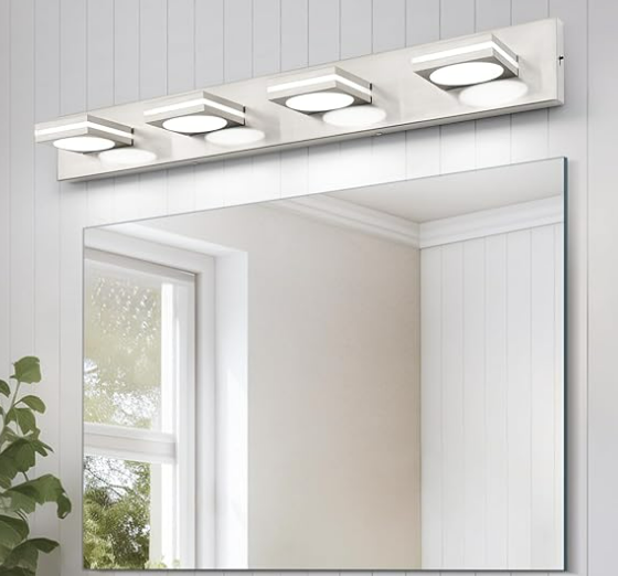Bathroom Light Fixture, Brushed Nickel Vanity Light Modern LED Acrylic Lighting Fixture