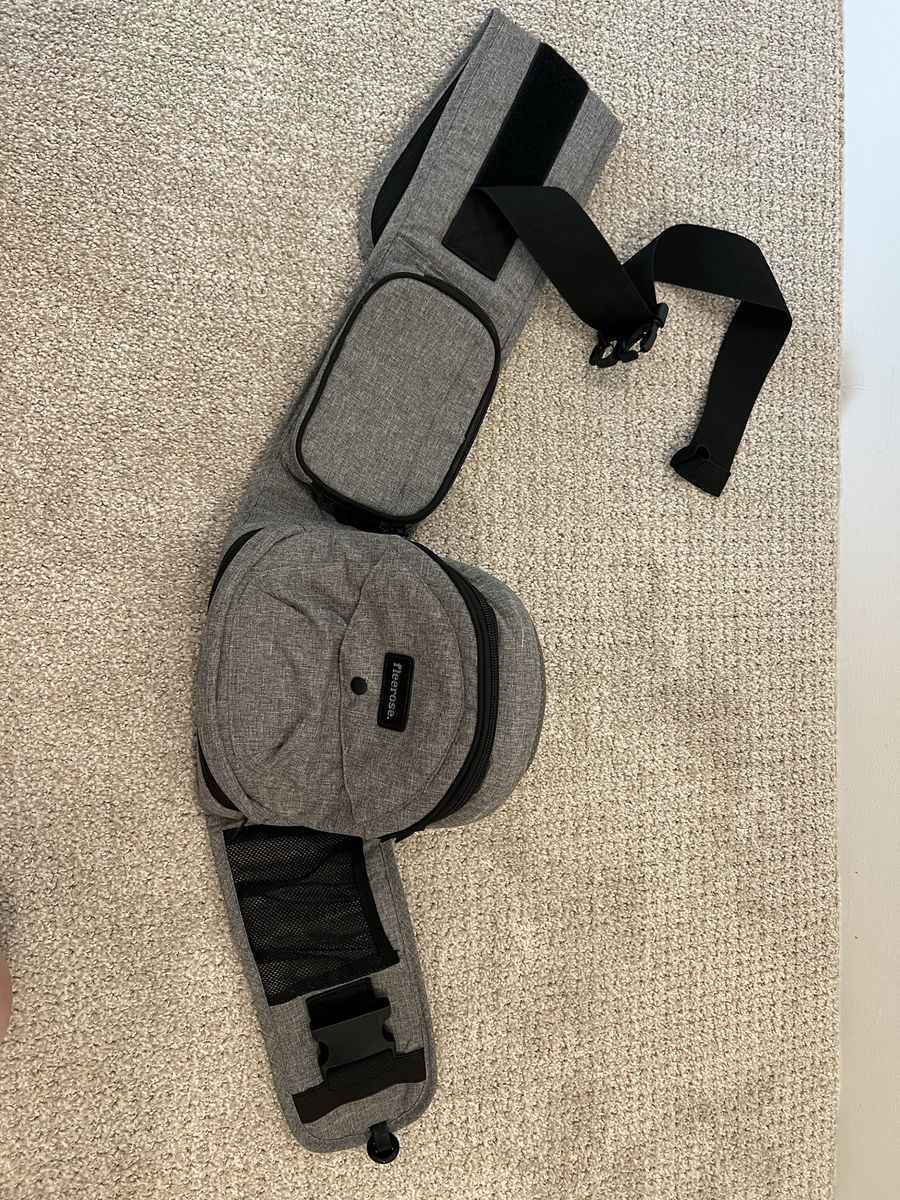 Grey Ergonomic Baby Hip Seat Carrier - Lumbar Support & Storage