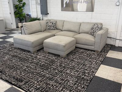 COSTCO DRAYDEN FABRIC SECTIONAL W/ OTTOMAN!!