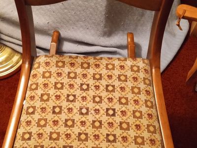 Wooden Rocking Chair with Upholstered Patterned Seat