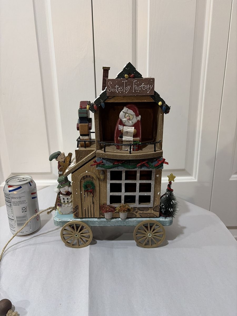 Santa's wooden rolllig Toy Factory Christmas Decor