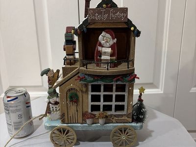 Santa's wooden rolllig Toy Factory Christmas Decor