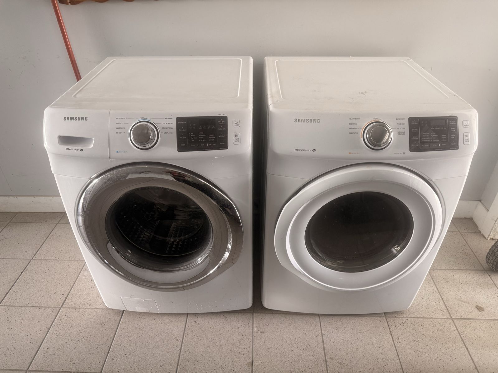Samsung Front Load Washer & Dryer Set - White, UsedGood Condition