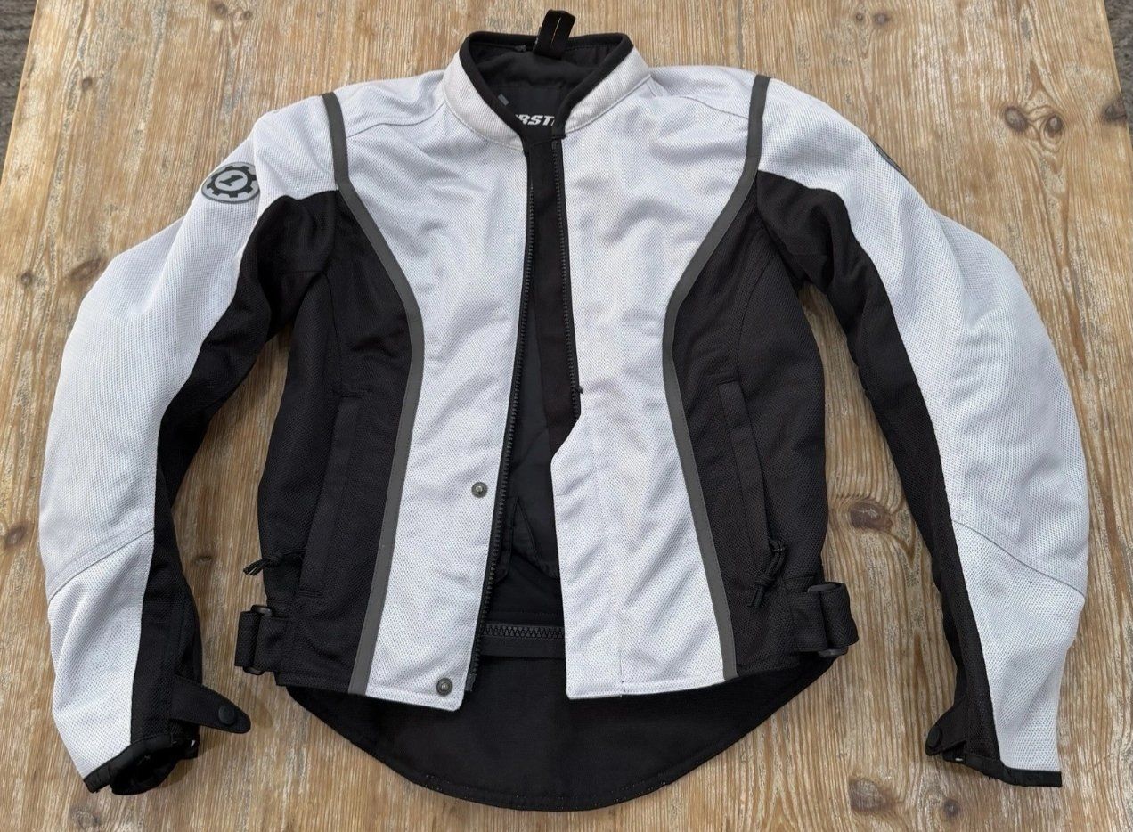 FirstGear Womens Mesh Armored Motorcycle Jacket White/Silver Black Size XS
