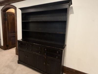 Habersham Large Black Wooden Hutch and Buffet Cabinet
