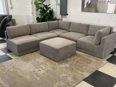 COSTCO THOMASVILLE FALLON 6-PIECE FABRIC MODULAR SECTIONAL W/ OTTOMAN!!