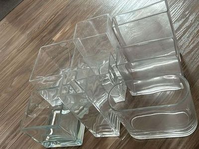 Glass Vases Square Rectangle & Oblong Set of 8