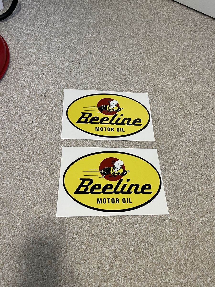 2 Beeline Motor Oil Decals