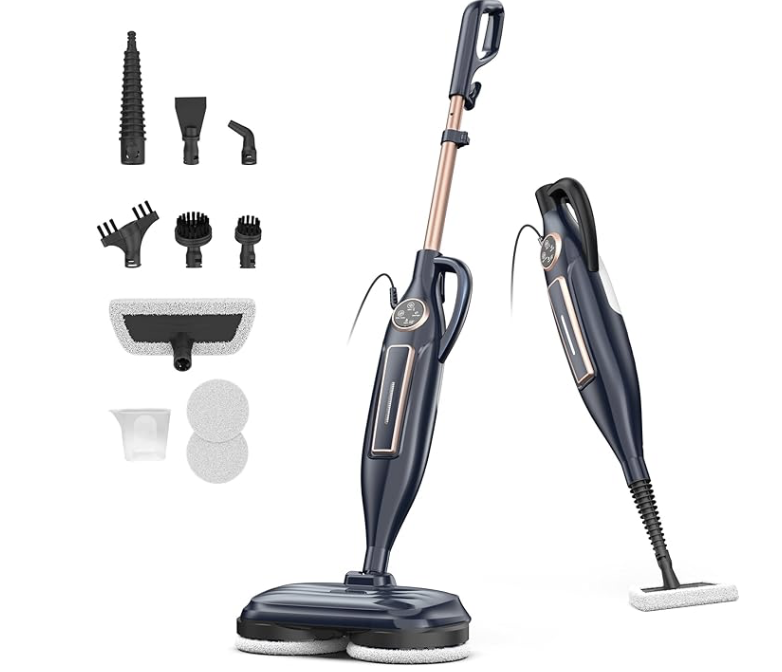 NEW DEVOAC VM6 Scrubbing Steam Mop with Rotating Mop Pads, 10 in 1 Steam Spin Mop