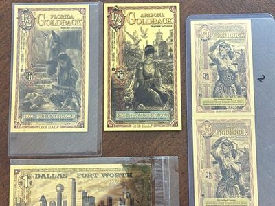 Goldback 24K Gold Foil Note Lot - Florida, Arizona, Utah & Dallas Fort Worth
