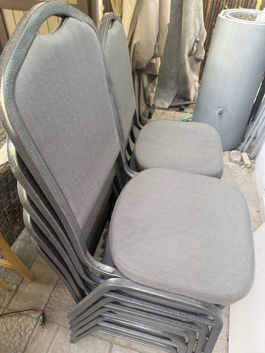 9x Stackable Gray Fabric Upholstered Event Chairs - Used Once