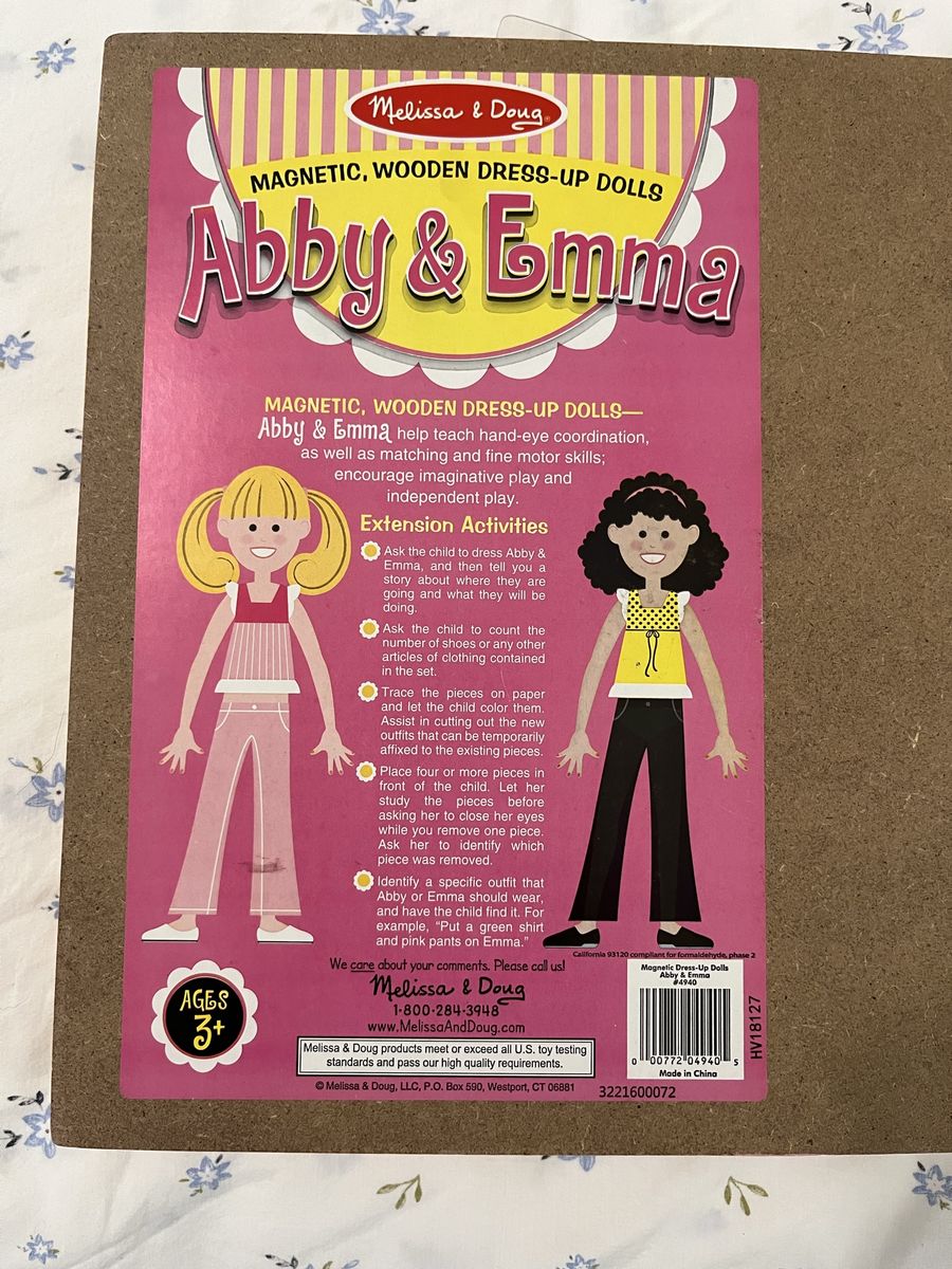 Melissa & Doug Abby & Emma Magnetic Wooden Dress-Up Dolls Set