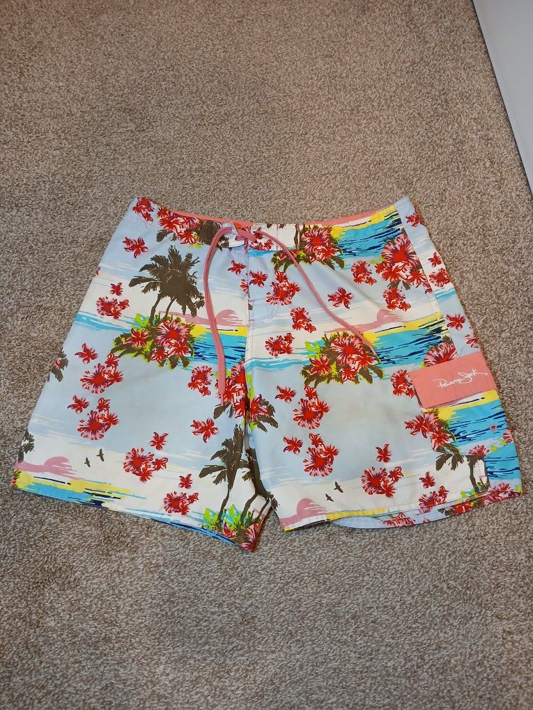 Panama Jack Men's Hawaiian Print Swim Trunks - Size M (32" waist, 6" inseam)