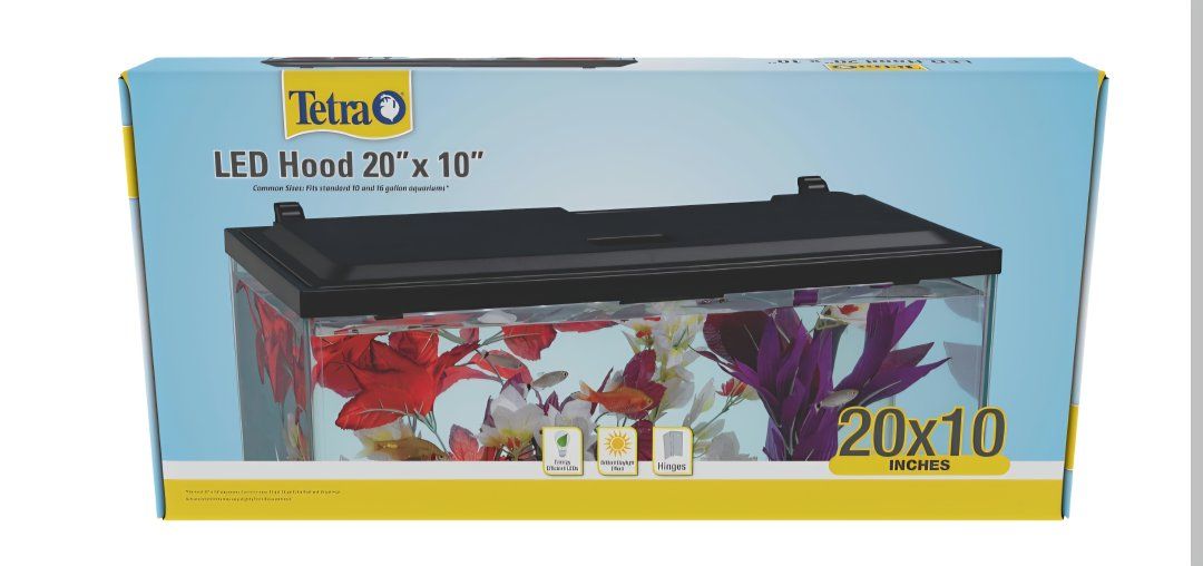 Tetra LED Hood 20 Inches By 10 Inches, Low-Profile Aquarium Hood With LED Lighting for 10 & 16 Gallon Fish Tank