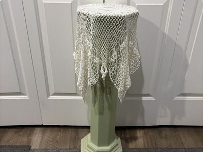 Green PIllar All Wood Plant Stand