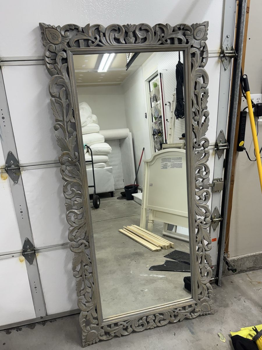 Large Ornate Full Length Mirror 34.5” x 71”