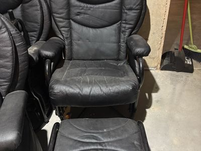 Black Leatherette Glider Rocker Recliner Chair & Ottoman Set - Comfortable Seating