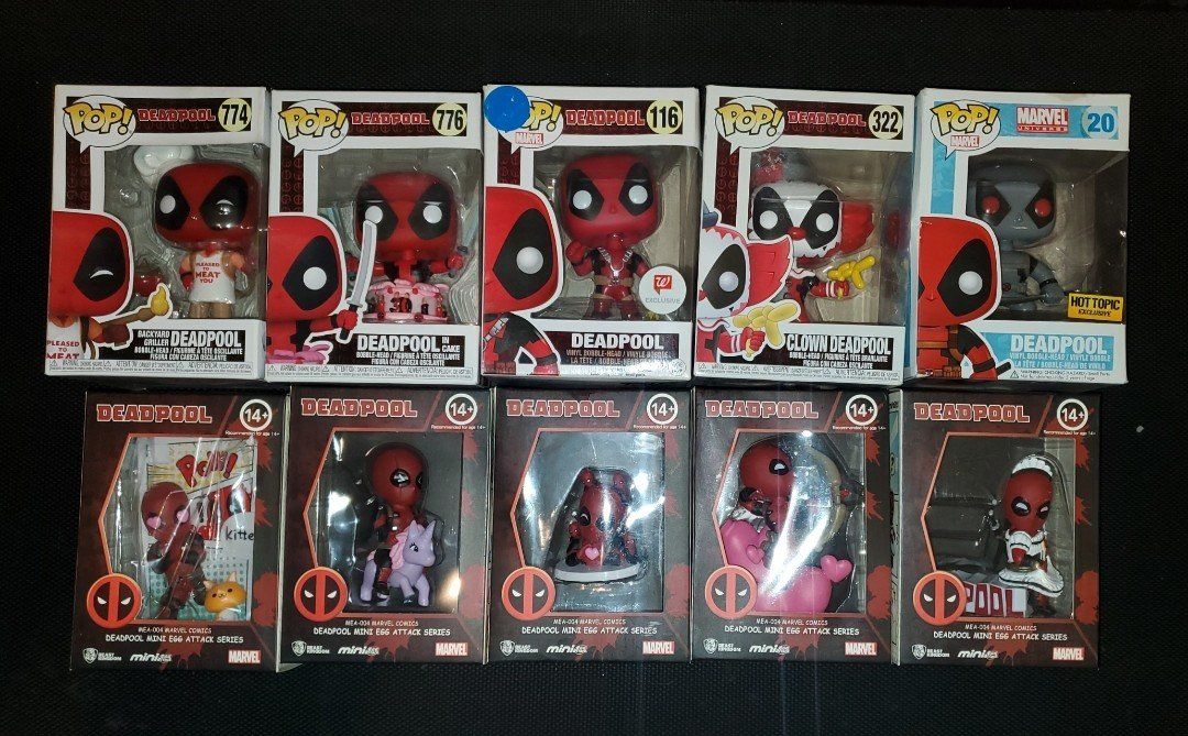 Marvel Deadpool Figure Lot - Funko Pop! & Beast Kingdom Mini Egg Attack - Set of 10