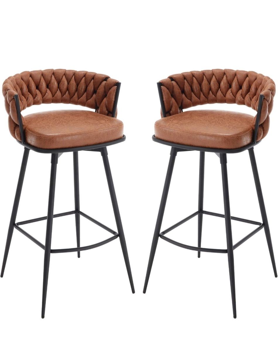 brown leather distressed barstools