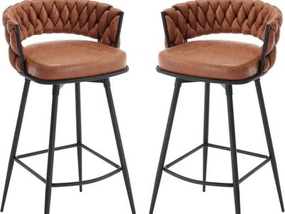 brown leather distressed barstools