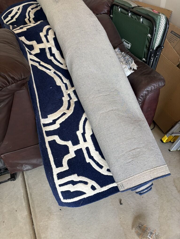 Blue And White Desiner Rug