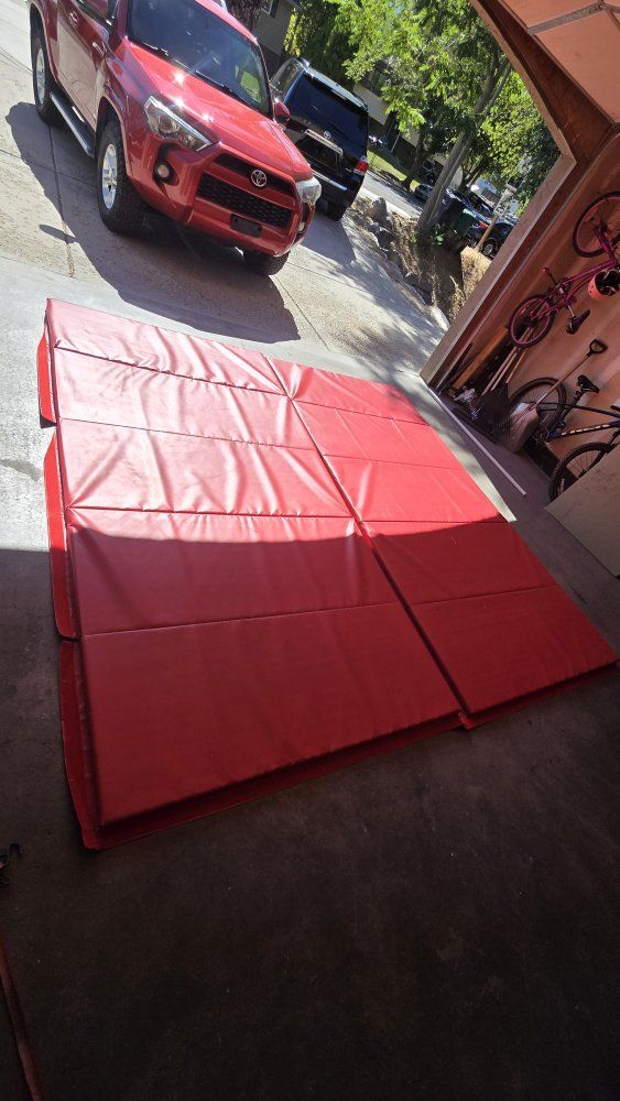 Red Foldable Gymnastics/Exercise Mat, 4x6 ft, Padded Fitness Equipment