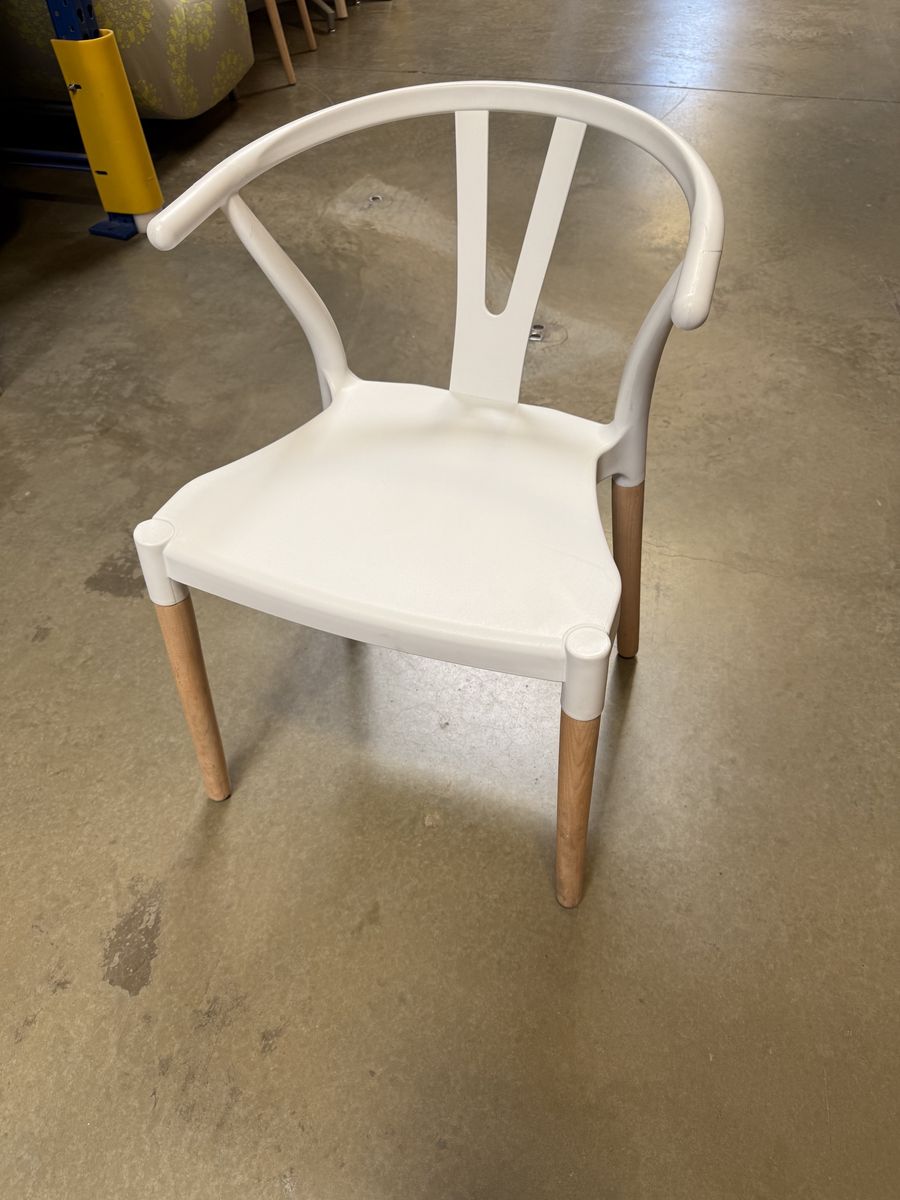 White Chair with Wood Legs
