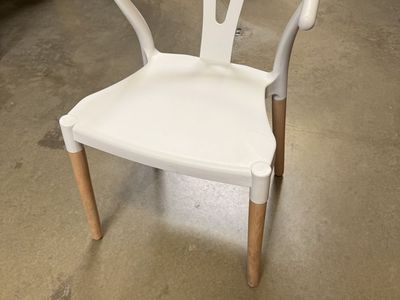 White Chair with Wood Legs