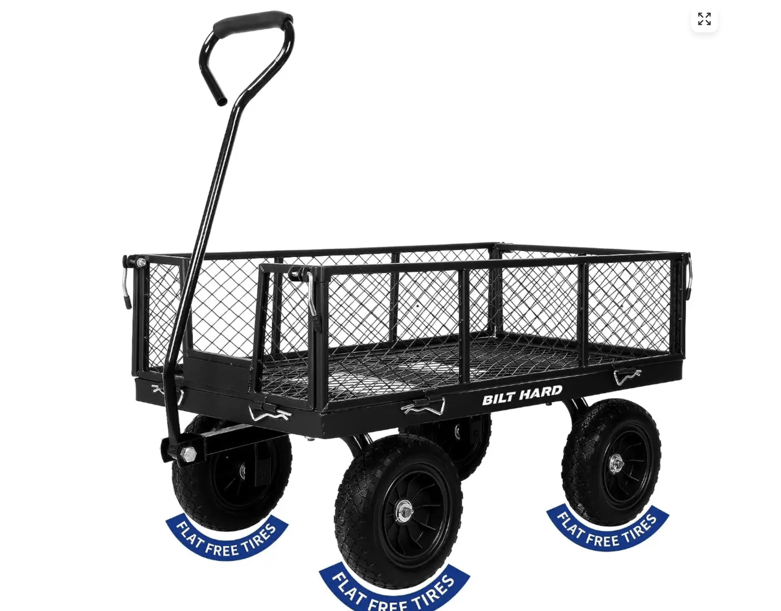 New in Box BILT HARD 880 lbs 10" Flat Free Tires Steel Garden Cart with 180° Rotating Handle and Removable Sides,
