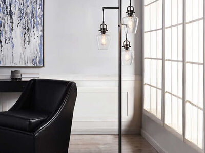 Basia TL73737ACUECOM 6ft 3-Light Floor Lamp Dark Gray 1363189 #22531