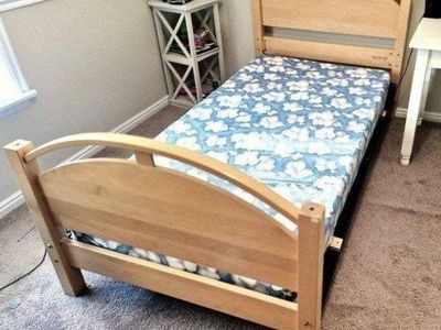 Twin XL Bed Frame - Headboard (40"H), Footboard (31.5"H), Frame (42.25"W x 80"L)
